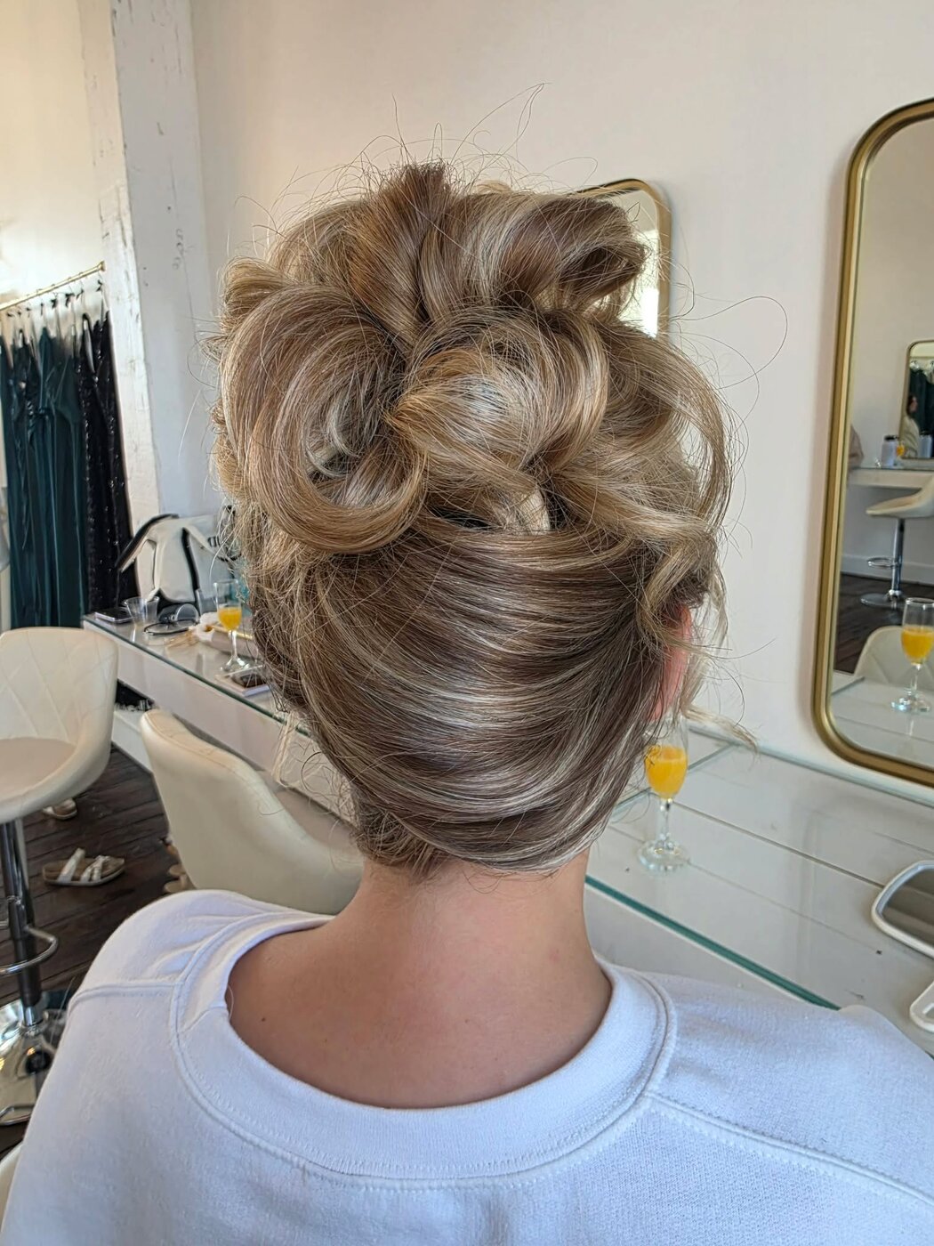 Voluminous curly updo for the big day