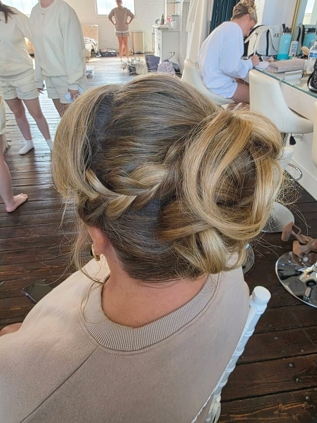 Voluminous curly updo for the big day