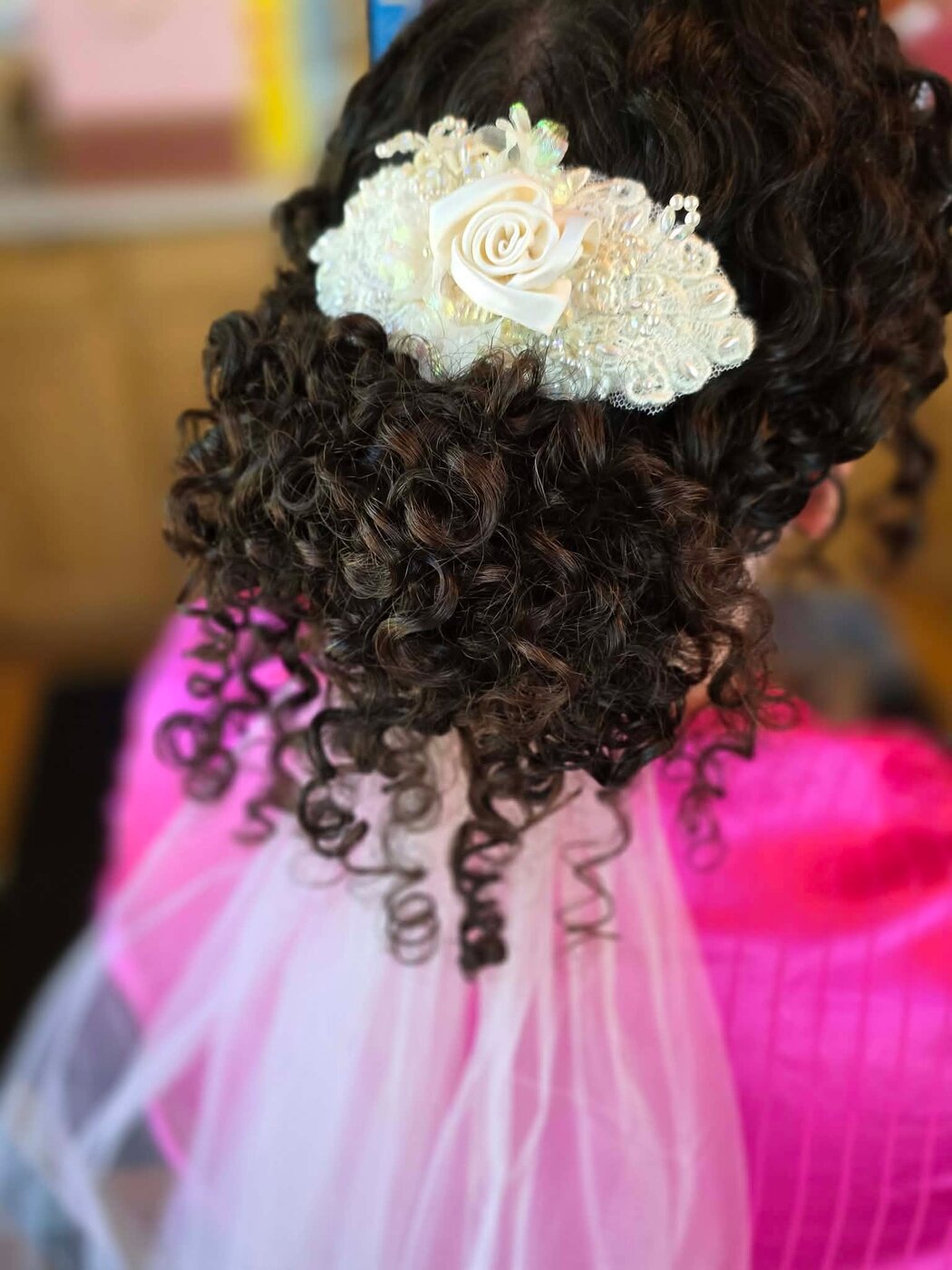Textured curled updo pinned to perfection