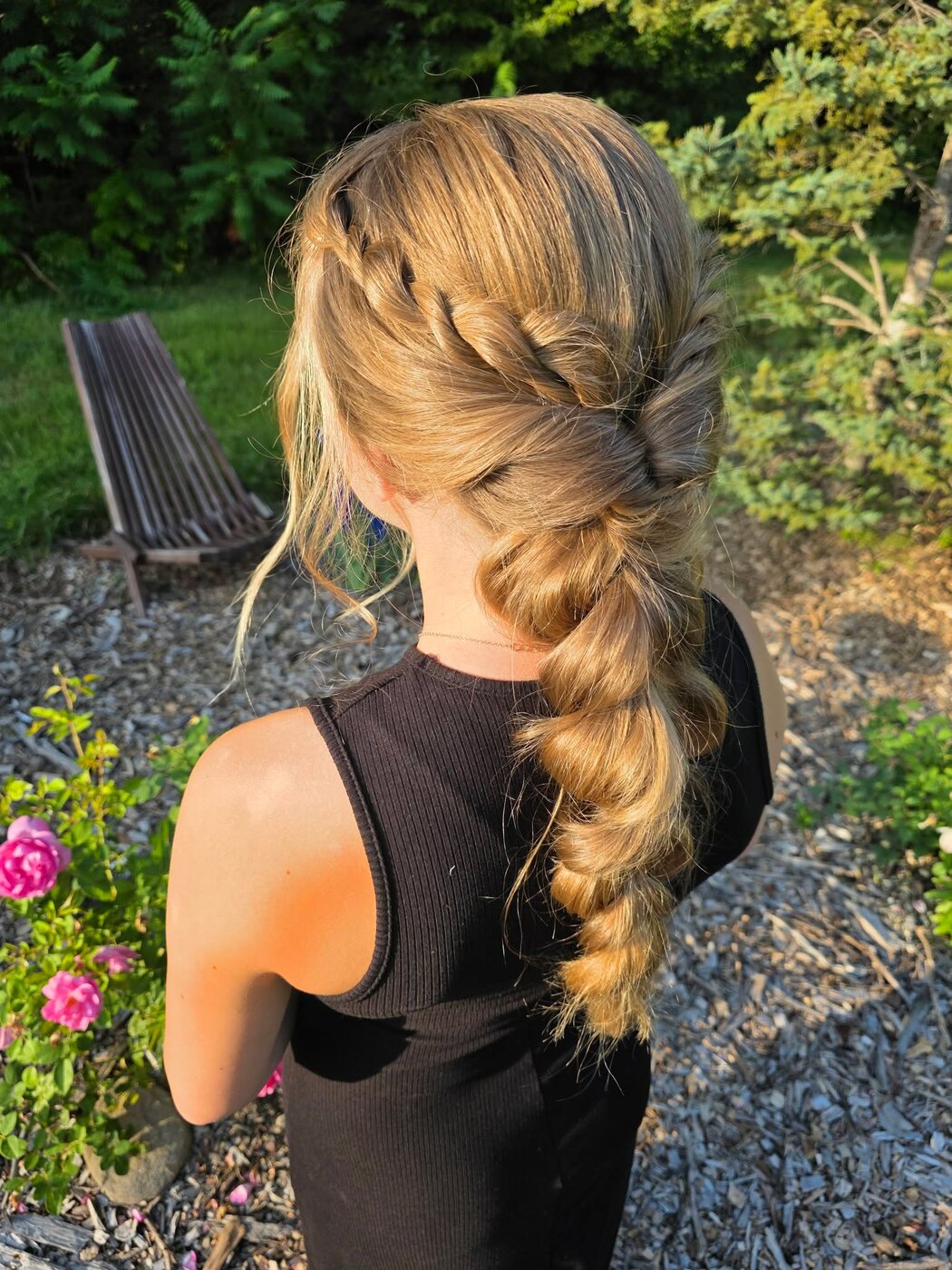 Long flowing curls with bridal polish