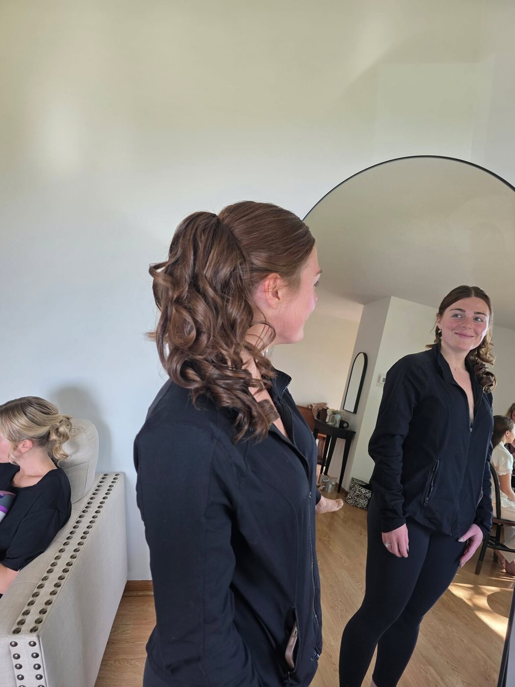 Romantic half-up style with loose waves